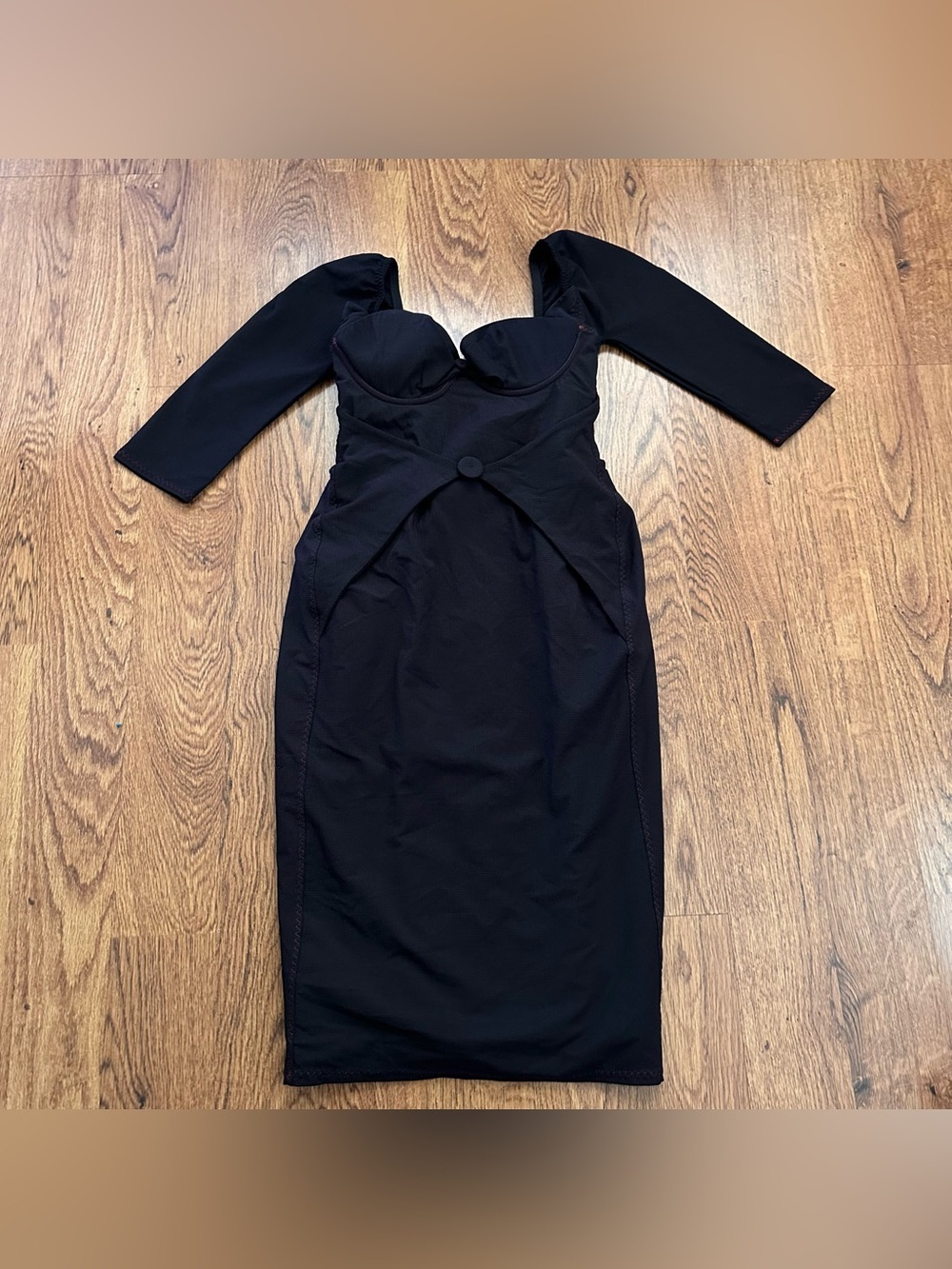 Agent Provocateur Black Structured Off-Shoulder Midi Dress size 4 fitted - Picture 3 of 14